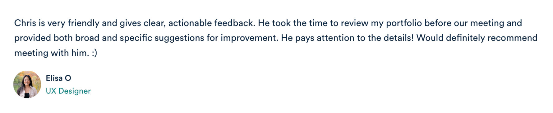 Testimonial from Elisa O.